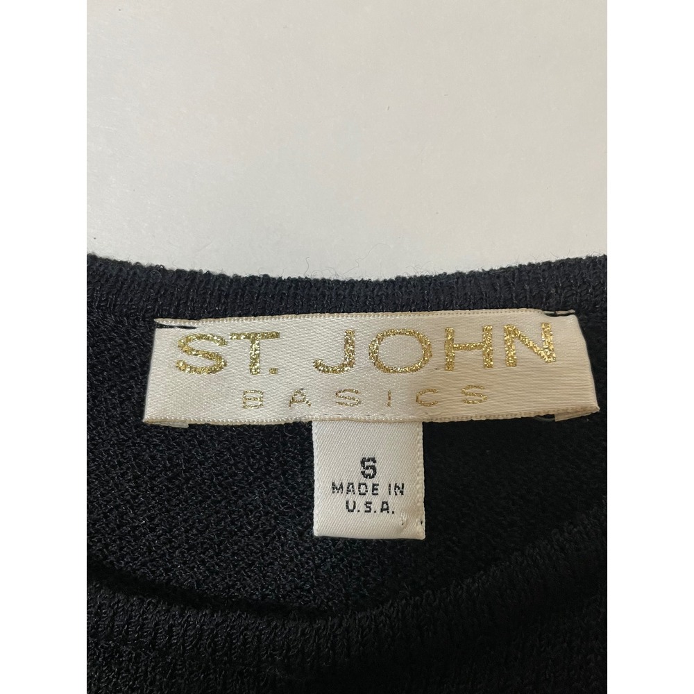 St. John Basics Knit Tank Top Womens Small Black Santana Scoop Neck Minimalist - Picture 4 of 8
